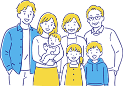 三世代の家族のイラスト