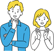相談する男性と応対する女性のイラスト