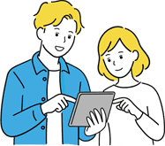 タブレットで料金を説明するイラスト